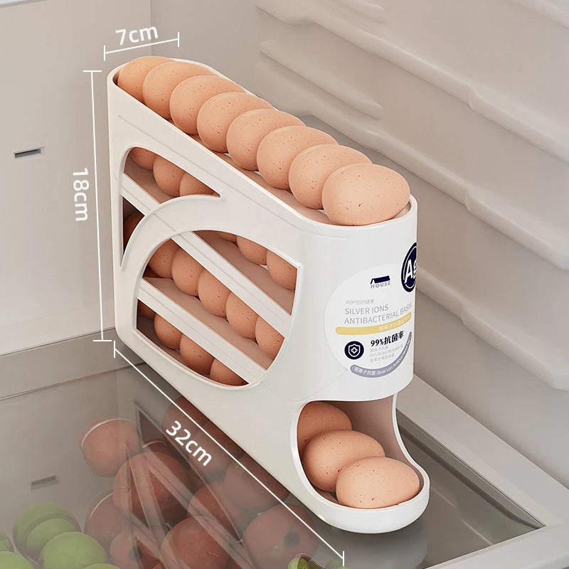 4 Layers Automatic Rolling Egg Holder Rack Fridge Egg Storage Box Container Kitchen Refrigerator Egg Dispenser Fridge Organizer