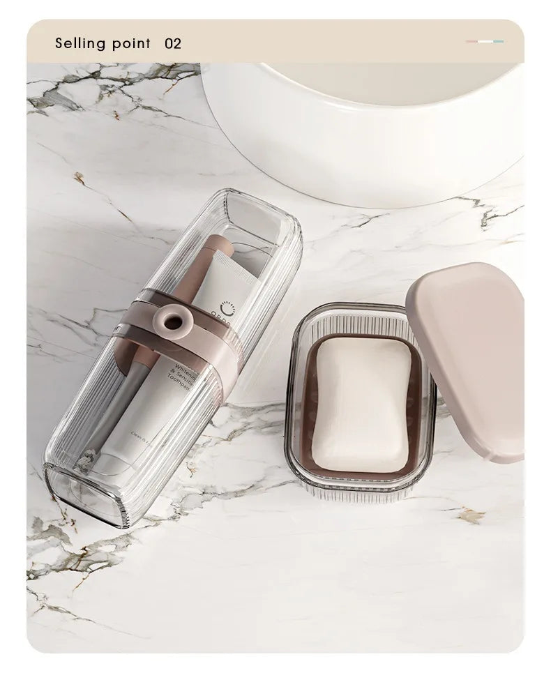 Portable Mouthwash Cup Soap Box, Wash Cup Toothbrush Storage Box Set, Home and Travel Dental Appliance Storage Supplies