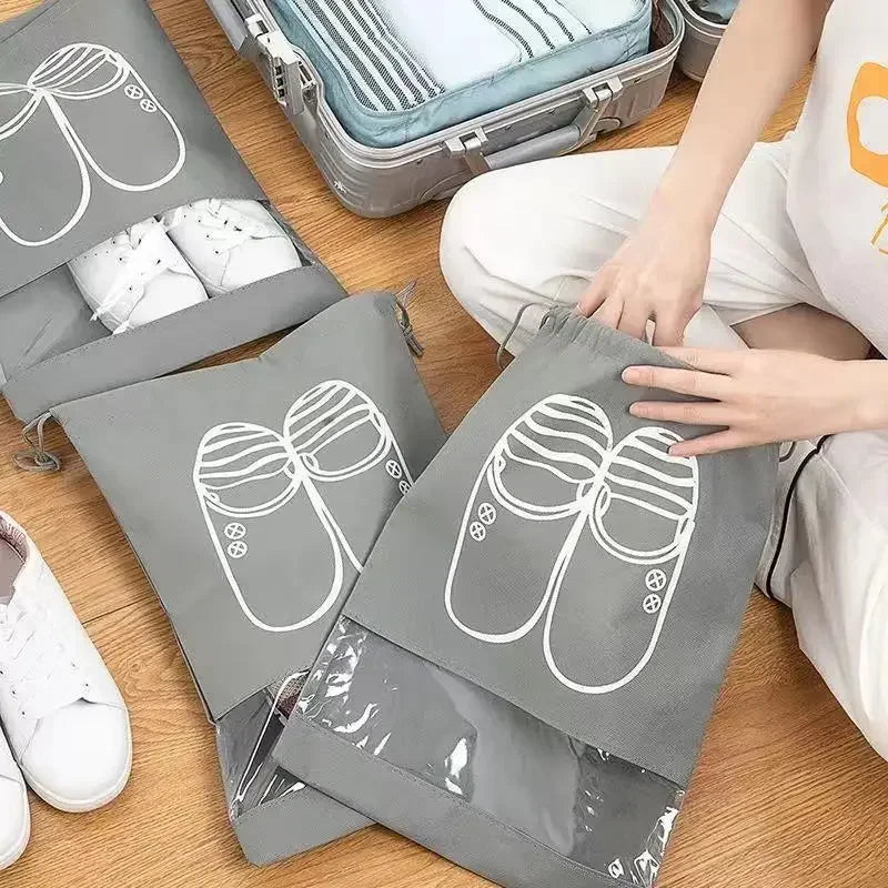 Eco-Friendly Non-Woven Waterproof Shoe Storage Bag Travel Closet Organizer Clothing Classified Hanging Bag
